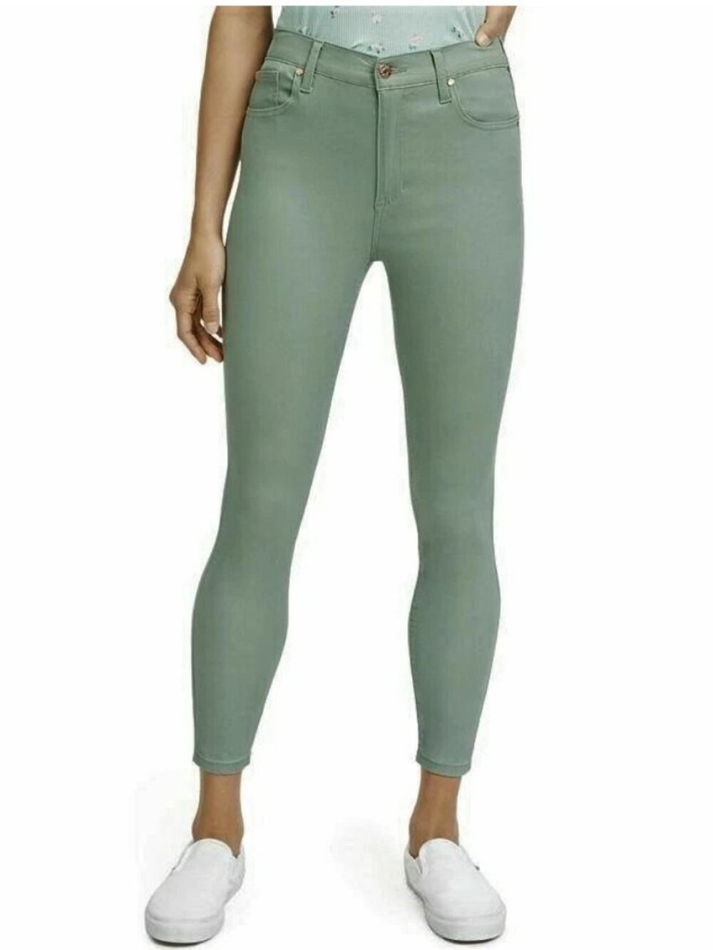 Celebrity Pink Juniors High Rise Ankle Skinny Jeans, Army Green, 7 / 28 Waist